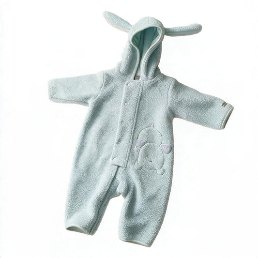 Carters Baby Blue Fleece Puppy Bunting 3-6M Hooded Sherpa Romper Snowsuit