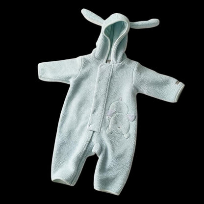 Carters Baby Blue Fleece Puppy Bunting 3-6M Hooded Sherpa Romper Snowsuit