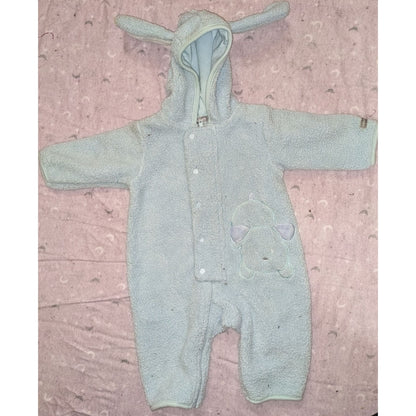 Carters Baby Blue Fleece Puppy Bunting 3-6M Hooded Sherpa Romper Snowsuit