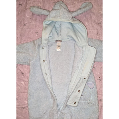 Carters Baby Blue Fleece Puppy Bunting 3-6M Hooded Sherpa Romper Snowsuit