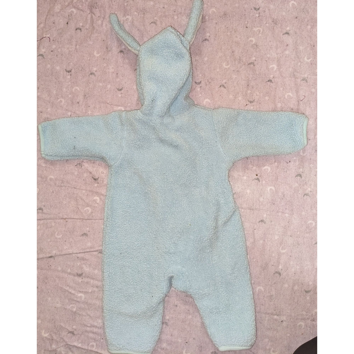 Carters Baby Blue Fleece Puppy Bunting 3-6M Hooded Sherpa Romper Snowsuit