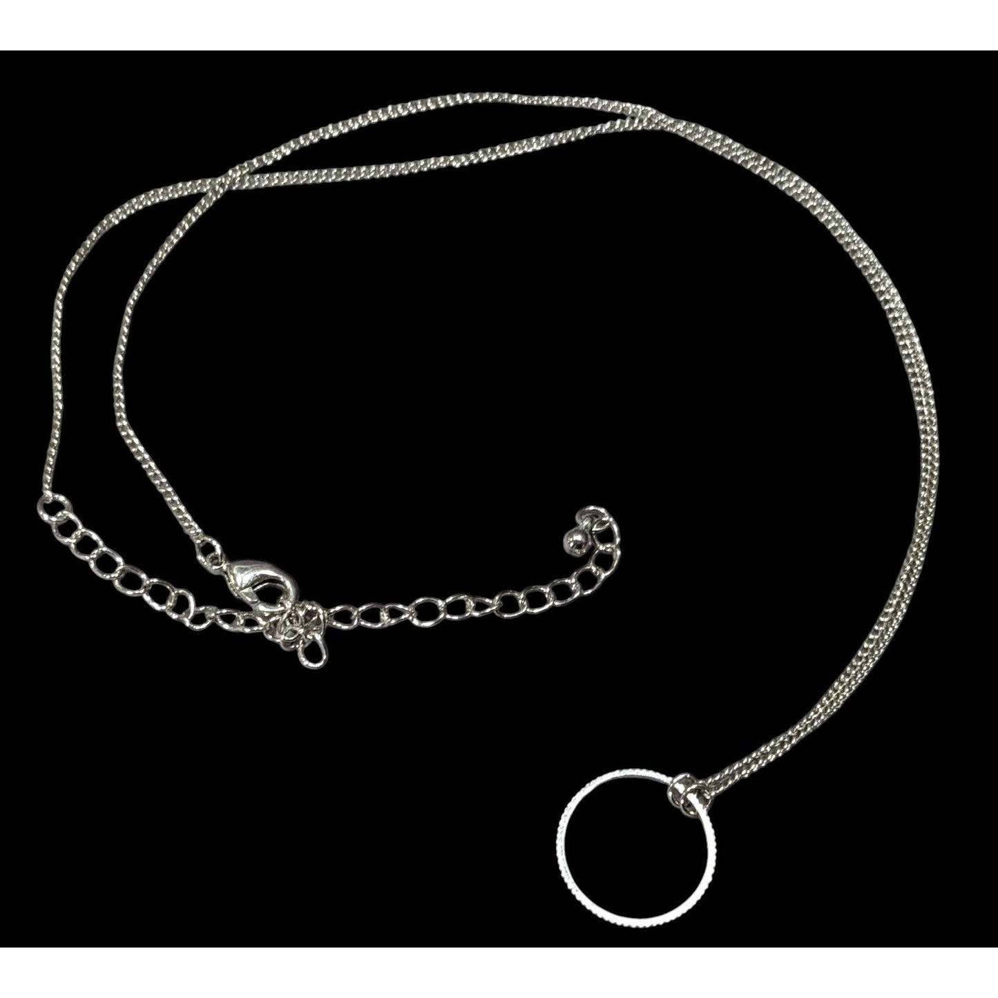 Minimalist Simple Open Circle Silver Tone Pendant Necklace