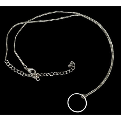 Minimalist Simple Open Circle Silver Tone Pendant Necklace