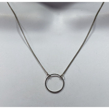 Minimalist Simple Open Circle Silver Tone Pendant Necklace