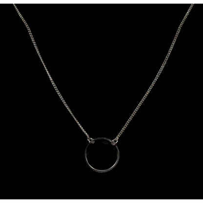 Minimalist Simple Open Circle Silver Tone Pendant Necklace