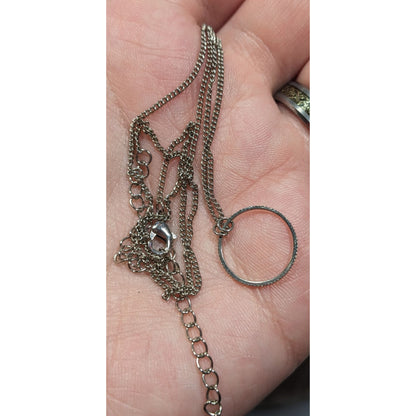 Minimalist Simple Open Circle Silver Tone Pendant Necklace