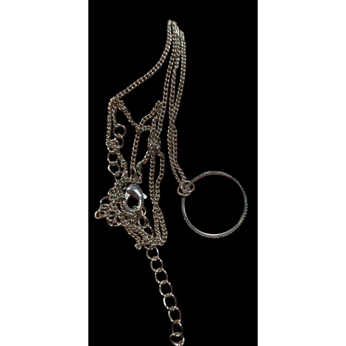 Minimalist Simple Open Circle Silver Tone Pendant Necklace