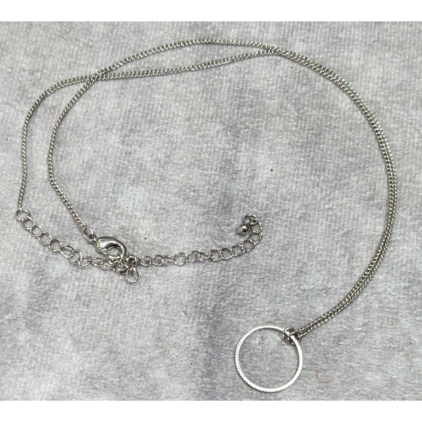 Minimalist Simple Open Circle Silver Tone Pendant Necklace