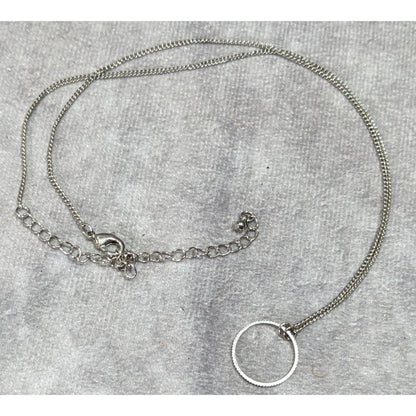Minimalist Simple Open Circle Silver Tone Pendant Necklace