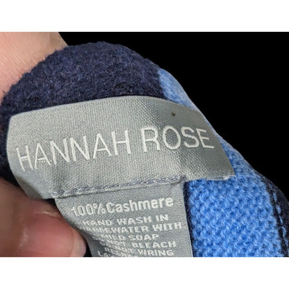 Hannah Rose 100% Cashmere Navy Blue Striped Scarf