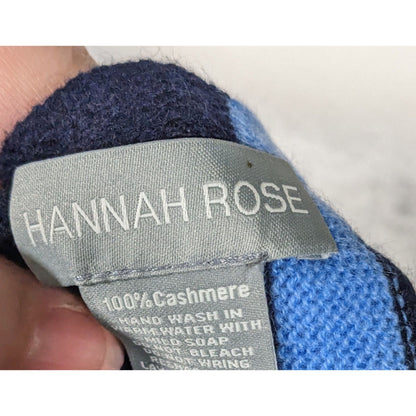 Hannah Rose 100% Cashmere Navy Blue Striped Scarf