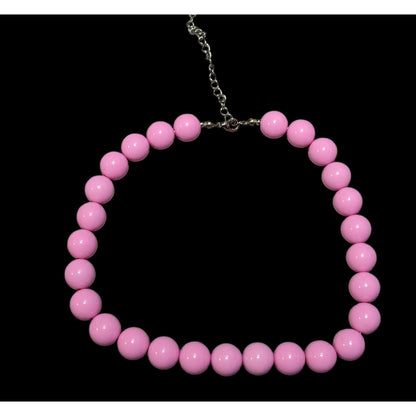 Vintage Coquette Chunky Retro Pink Beaded Necklace