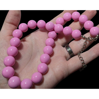 Vintage Coquette Chunky Retro Pink Beaded Necklace