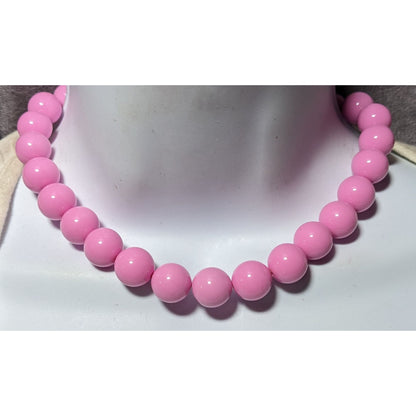 Vintage Coquette Chunky Retro Pink Beaded Necklace