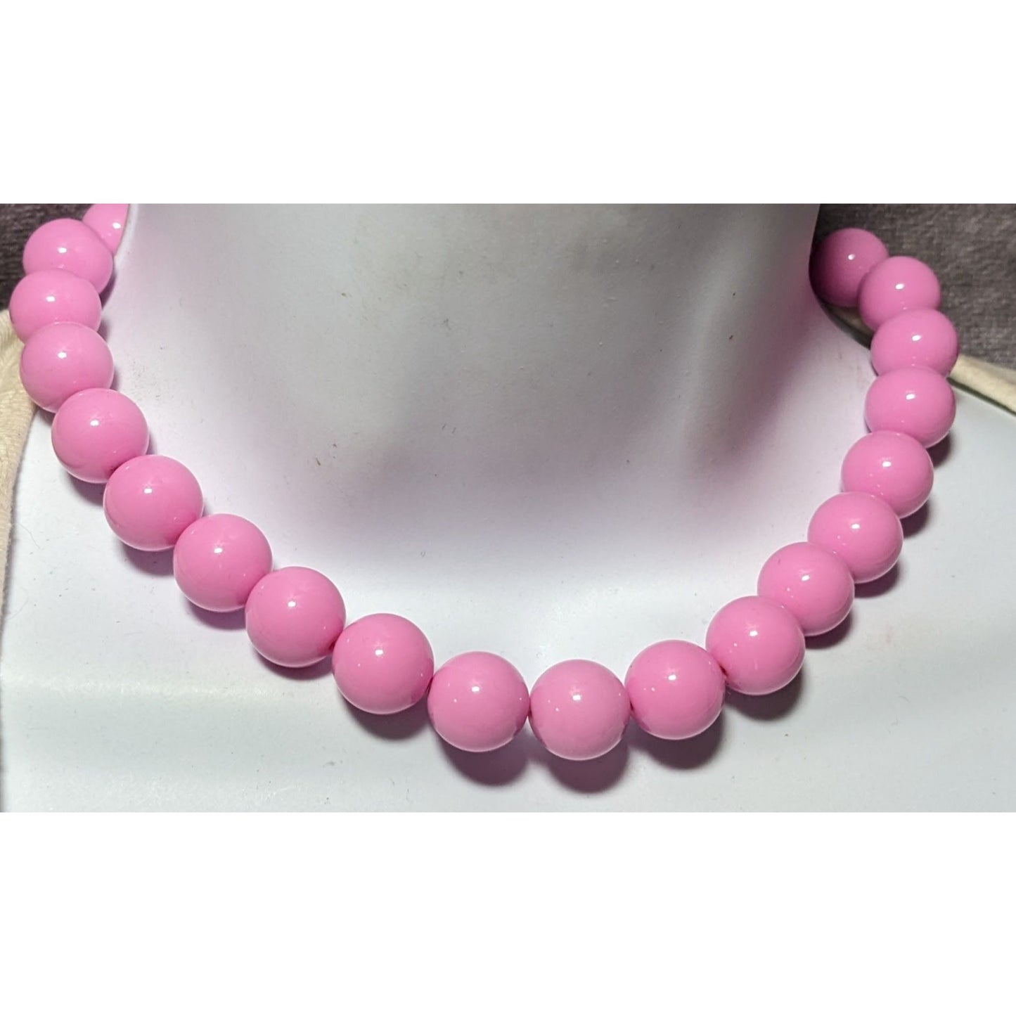 Vintage Coquette Chunky Retro Pink Beaded Necklace