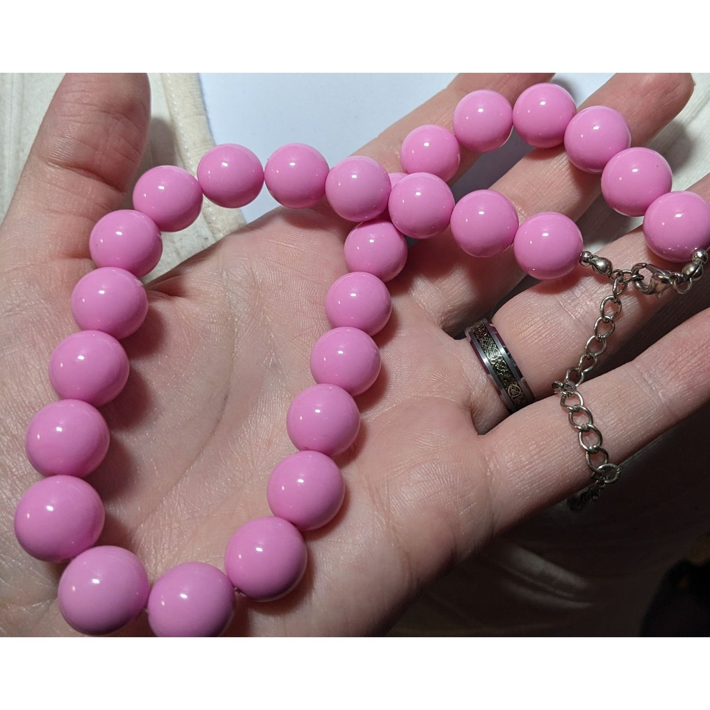 Vintage Coquette Chunky Retro Pink Beaded Necklace