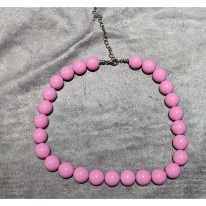 Vintage Coquette Chunky Retro Pink Beaded Necklace