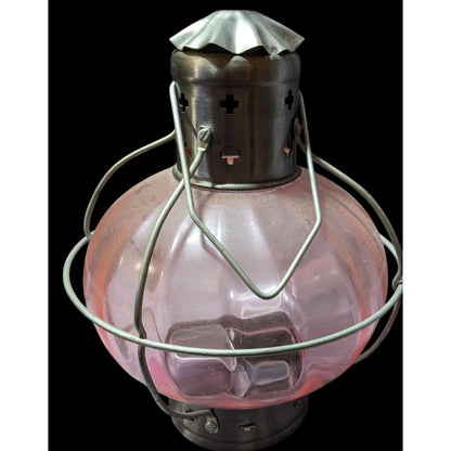 Vintage Pink And Silver Glass Onion Lantern With Handle