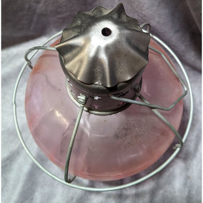 Vintage Pink And Silver Glass Onion Lantern With Handle