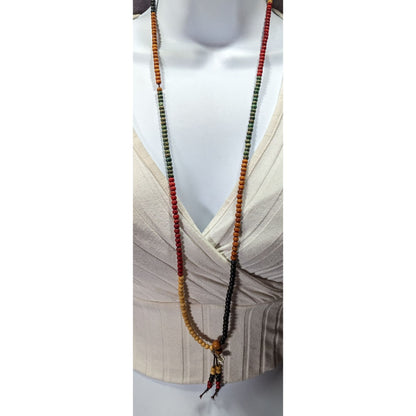 Nature Inspired Brown Red And Black Wood Beaded Necklace