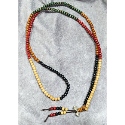 Nature Inspired Brown Red And Black Wood Beaded Necklace