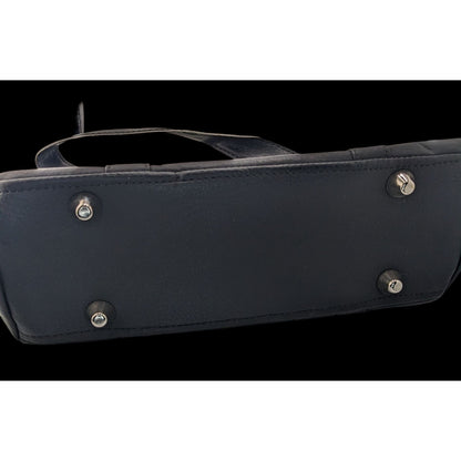 Hold Fast Handmade Gothic Black Faux Leather Handbag With Silver Studs & Kiss Lock Closure USA 11x8x4 Inch