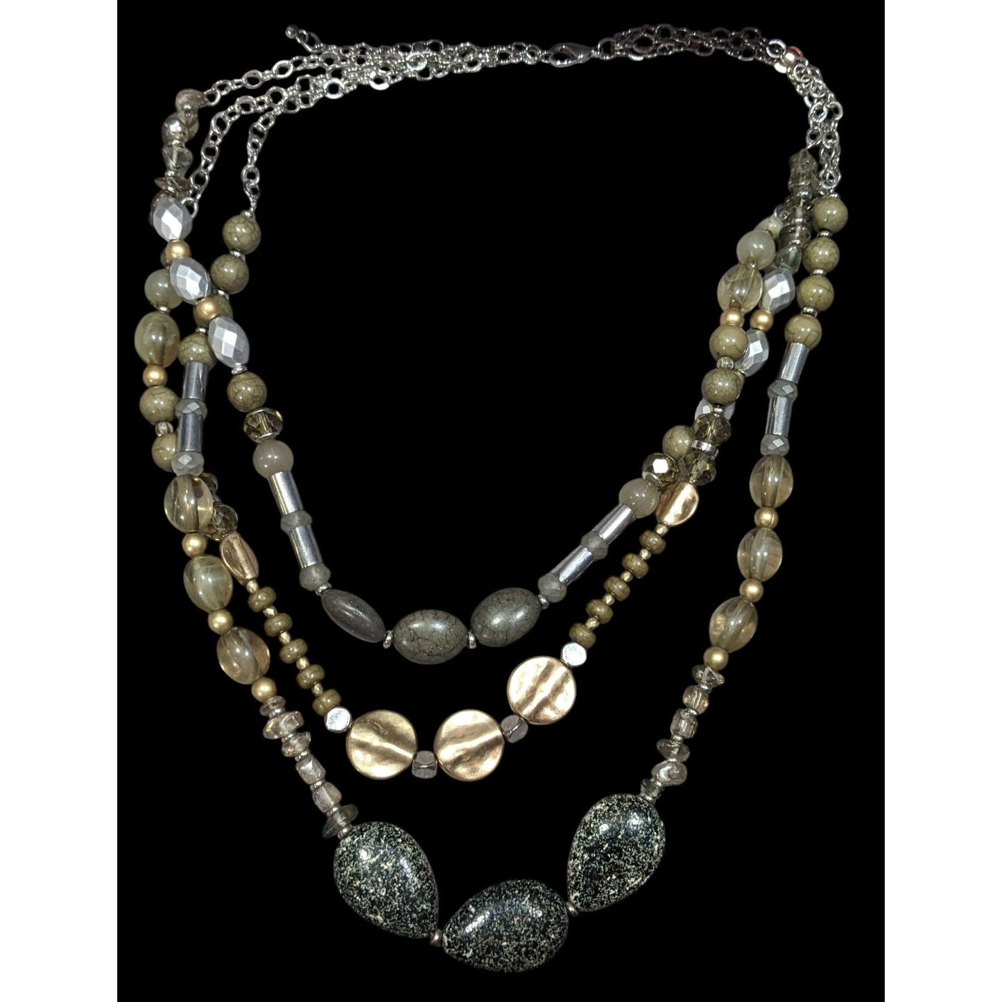 Bohemian Neutral Tone Multilayer Beaded Necklace