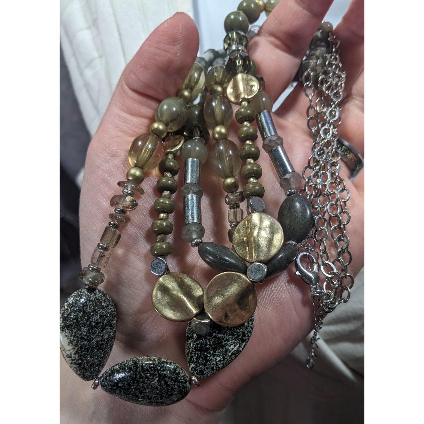 Bohemian Neutral Tone Multilayer Beaded Necklace