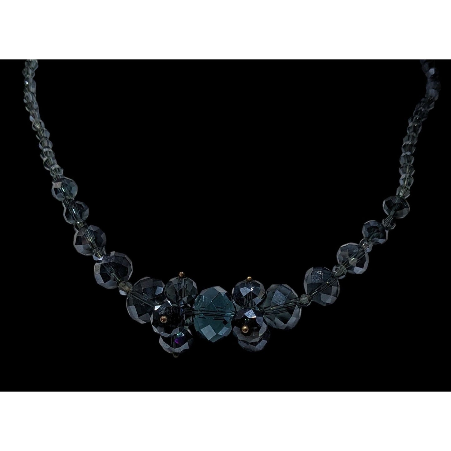 Elegant Midnight Blue Crystal Cluster Necklace Handcrafted Faceted Glass Necklace