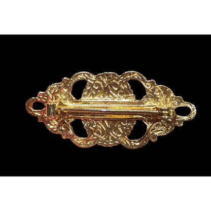 Vintage Baroque Style Gold Tone Faux Pearl Brooch