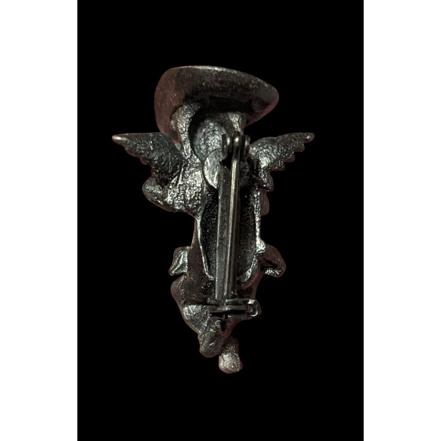 Cowboy Angel Silver Tone  Cherub  Brooch