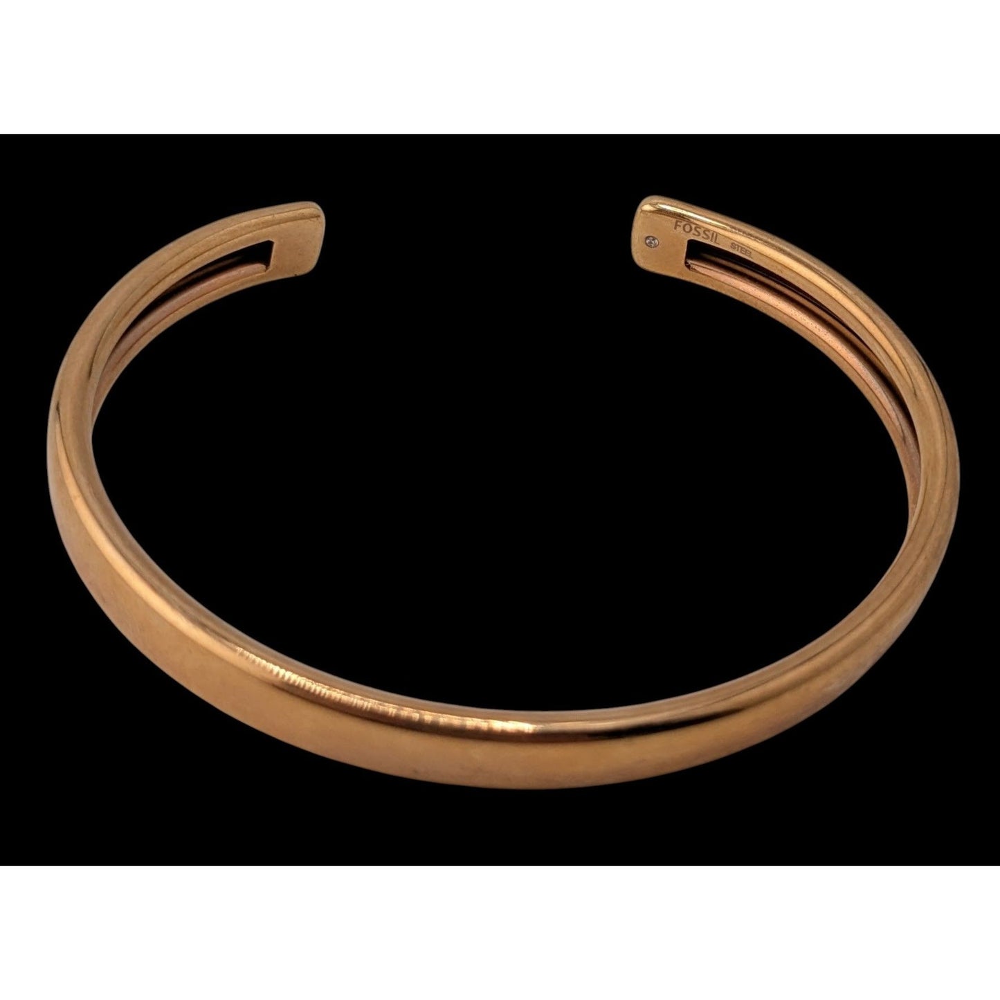 Fossil Gold Tone Cuff Bracelet Stainless Steel Minimalist Preppy Jewelry