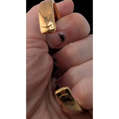 Fossil Gold Tone Cuff Bracelet Stainless Steel Minimalist Preppy Jewelry