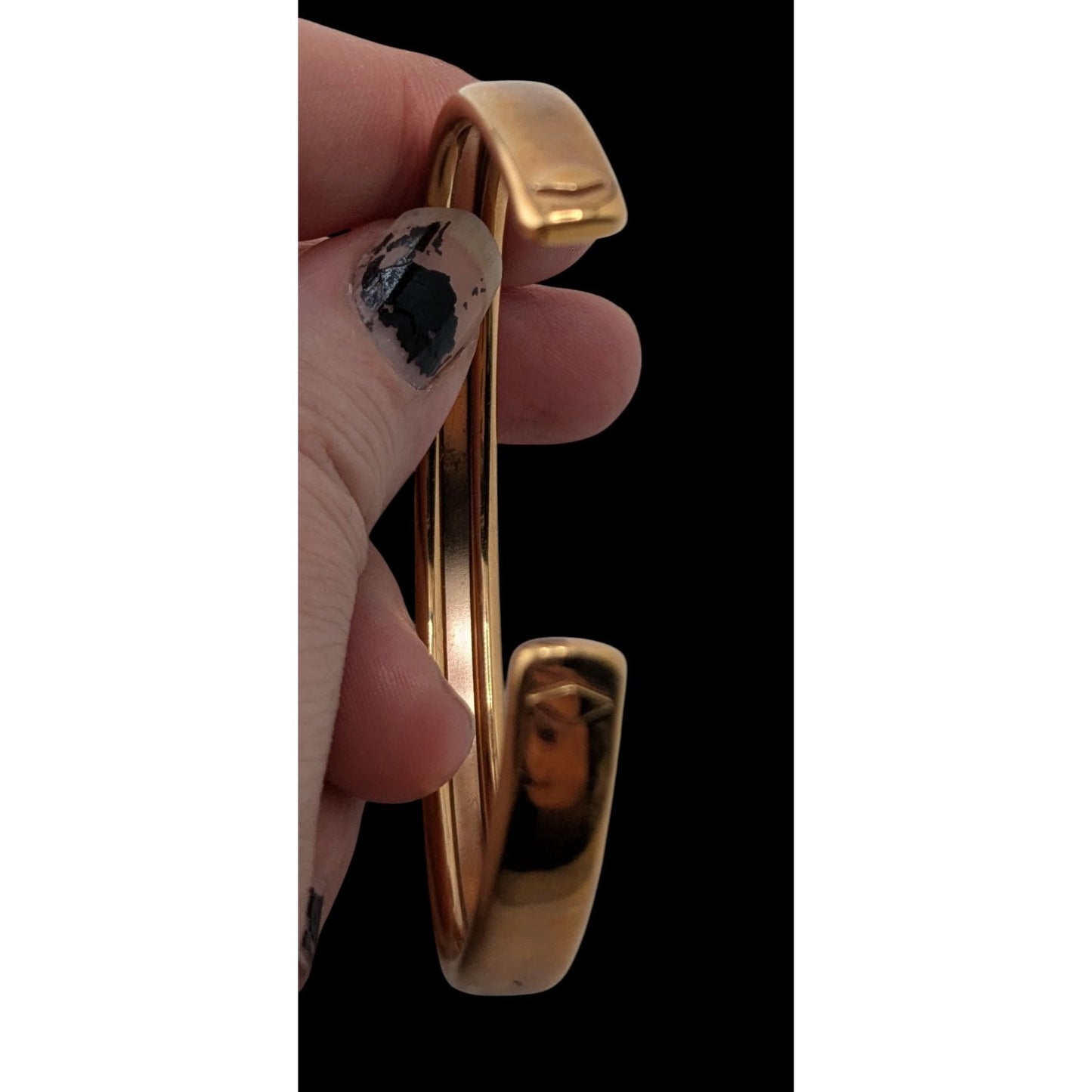 Fossil Gold Tone Cuff Bracelet Stainless Steel Minimalist Preppy Jewelry
