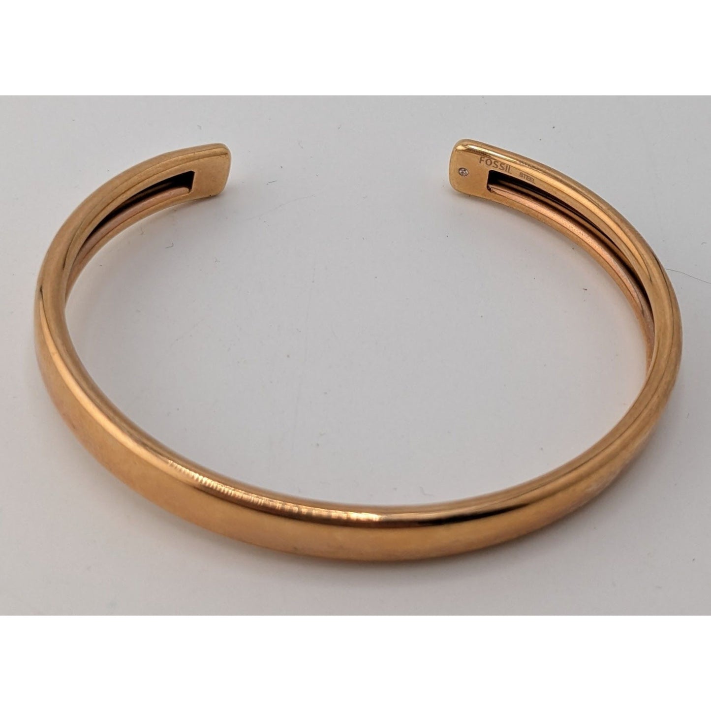 Fossil Gold Tone Cuff Bracelet Stainless Steel Minimalist Preppy Jewelry