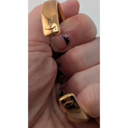 Fossil Gold Tone Cuff Bracelet Stainless Steel Minimalist Preppy Jewelry