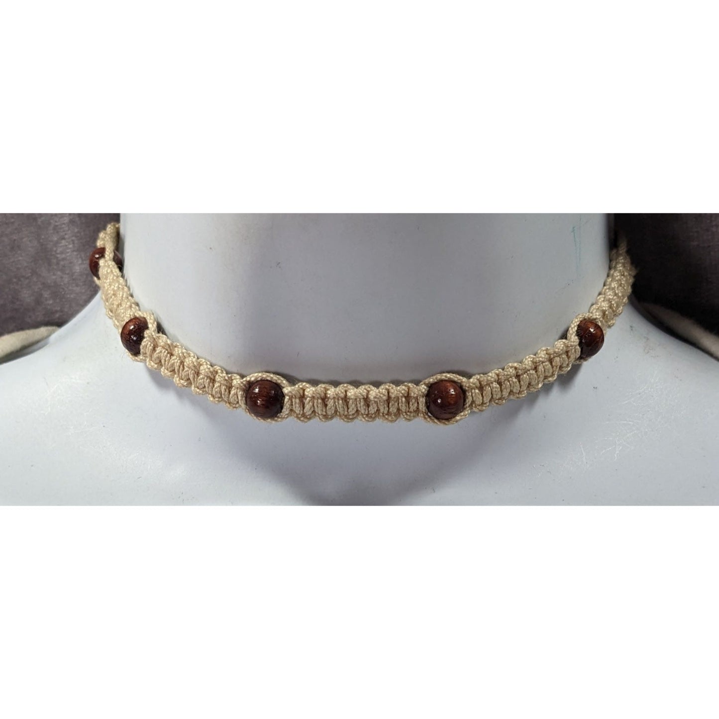 90s Style Beachy Surfer Braided Beaded Tie On Necklace