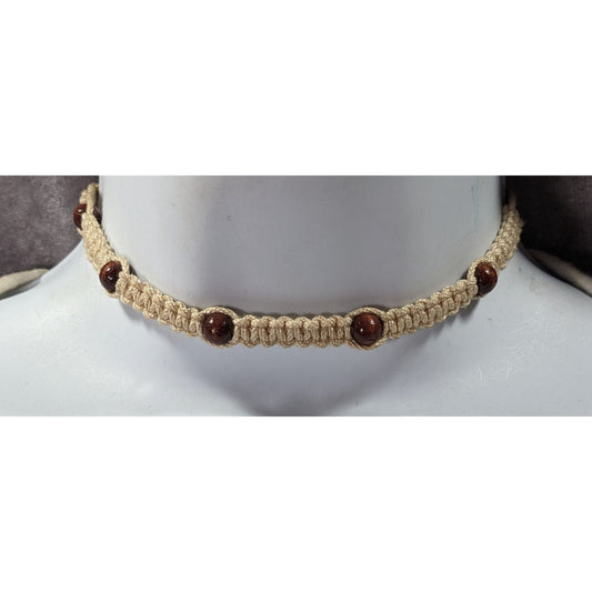 90s Style Beachy Surfer Braided Beaded Tie On Necklace