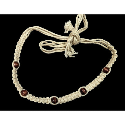 90s Style Beachy Surfer Braided Beaded Tie On Necklace