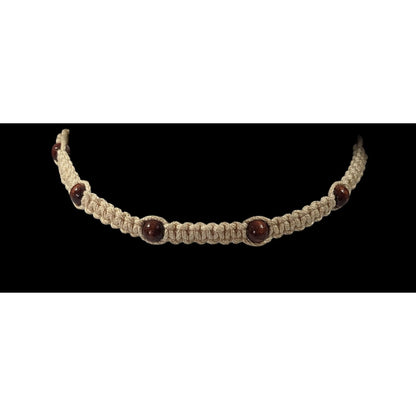 90s Style Beachy Surfer Braided Beaded Tie On Necklace