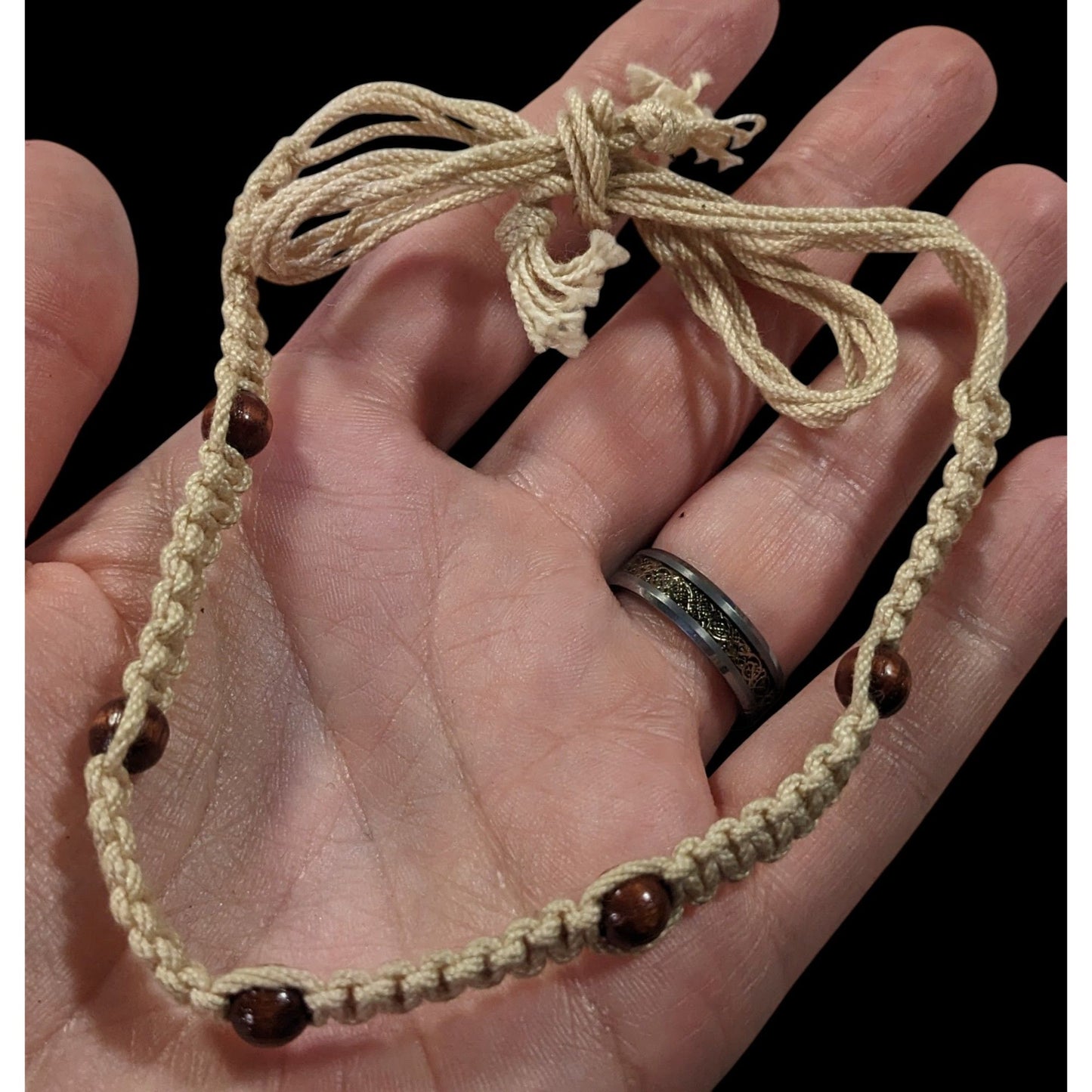 90s Style Beachy Surfer Braided Beaded Tie On Necklace