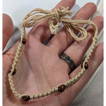 90s Style Beachy Surfer Braided Beaded Tie On Necklace