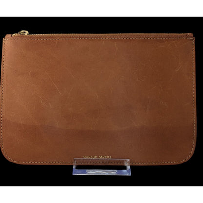 Mansur Gavriel Leather Clutch 8x5 Tan Minimalist Zip Pouch