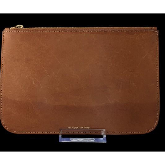 Mansur Gavriel Leather Clutch 8x5 Tan Minimalist Zip Pouch
