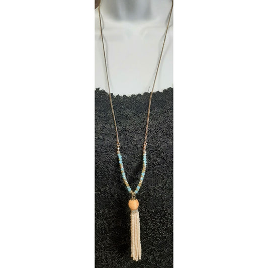 Charming Charlie Bohemian Beaded Tassel Necklace