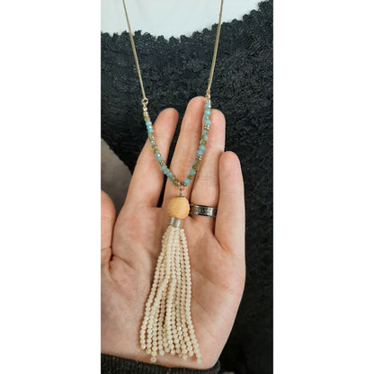 Charming Charlie Bohemian Beaded Tassel Necklace