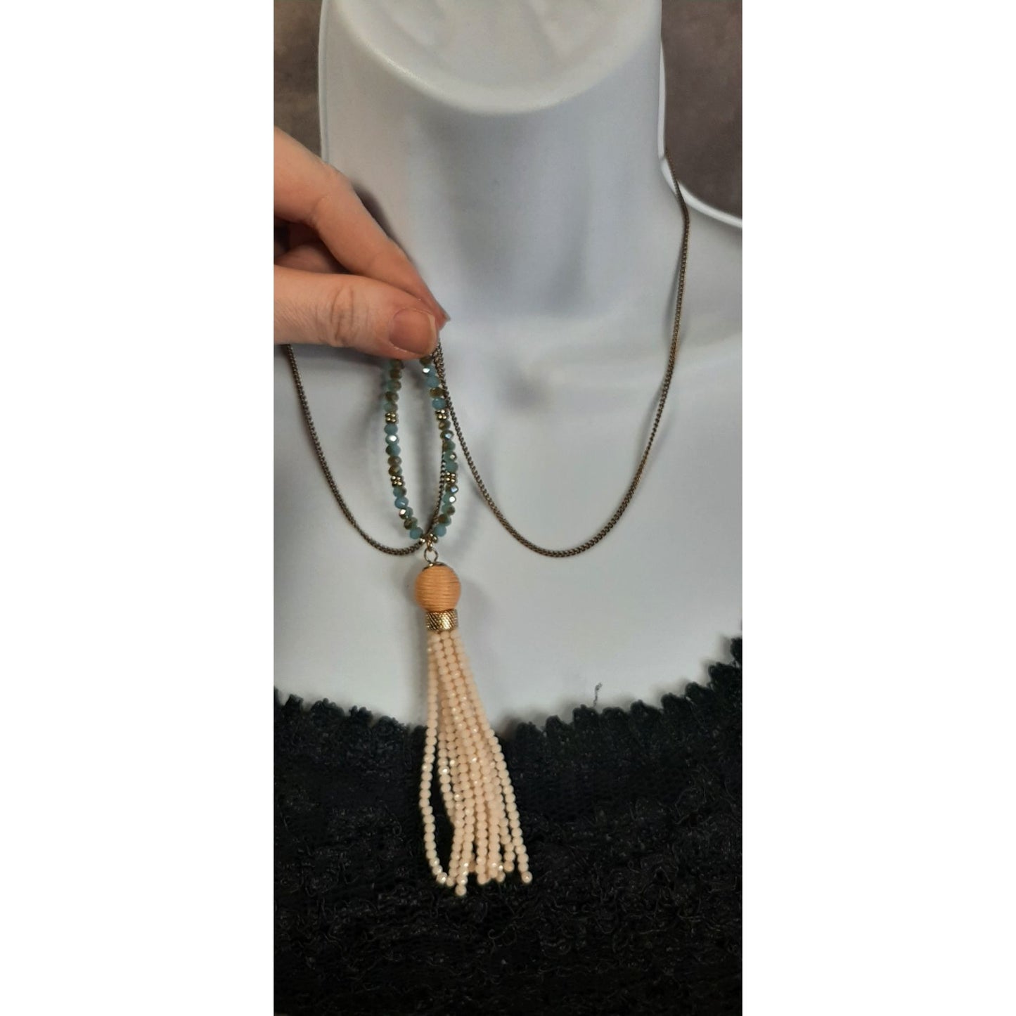 Charming Charlie Bohemian Beaded Tassel Necklace