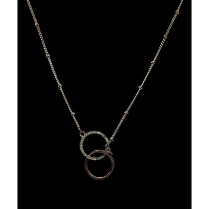 Express Minimalist Silver Tone Rhinestone Double Ring Necklace