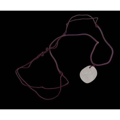 Handmade Bohemian Polished Quartz Pendant Necklace On Purple Cord