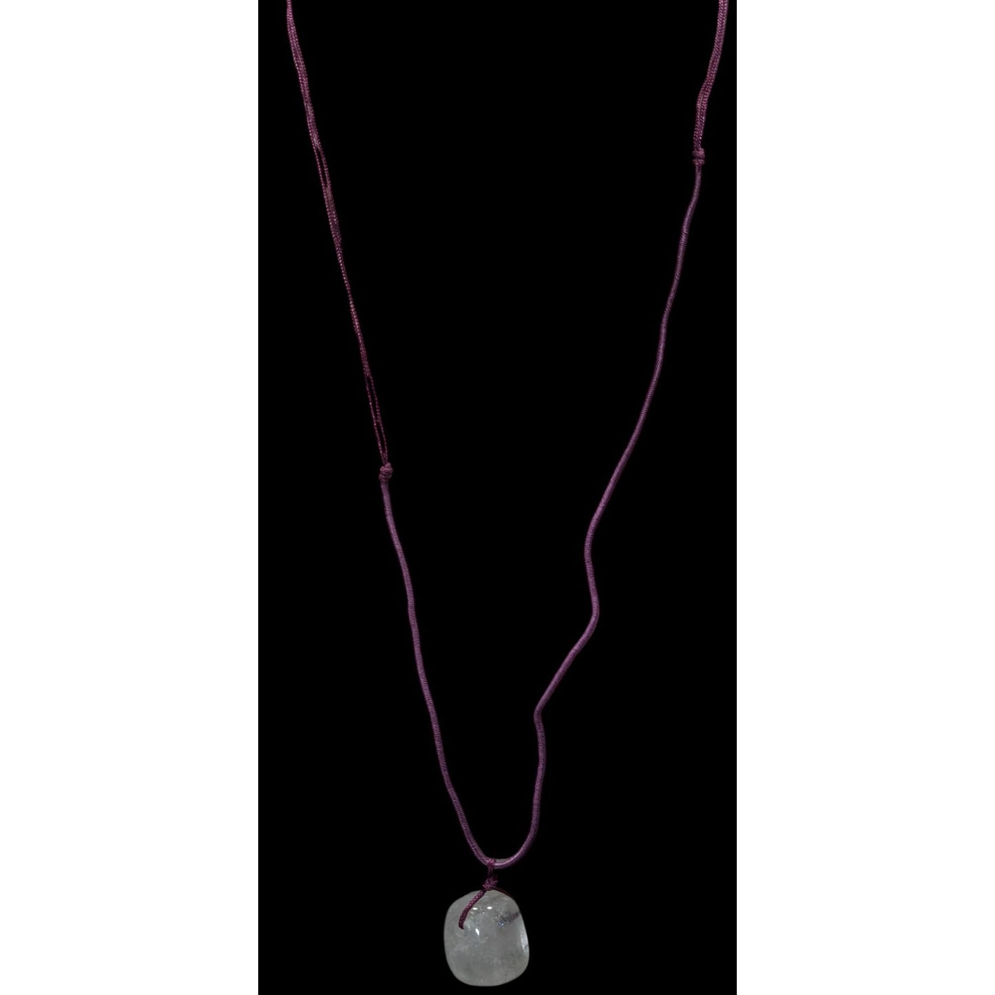 Handmade Bohemian Polished Quartz Pendant Necklace On Purple Cord